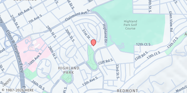 Map showing Independent Presbyterian Church Food Pantry at 3100 Highland Ave., Birmingham, AL