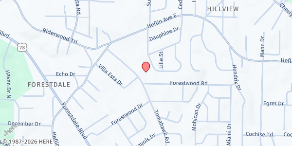 Map showing Life Changers Christian Church at 1529 Tomahawk Rd., Birmingham, AL