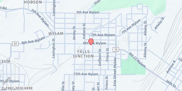 Map showing Living Abundant Life Church at 800 Huron St., Birmingham, AL