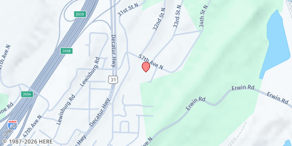 Map showing New Life SDA Church at 5626 Ash St., Birmingham, AL