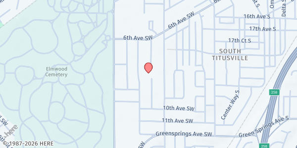 Map showing New Pilgrim Baptist Church at 708 Goldwire Pl. SW, Birmingham, AL