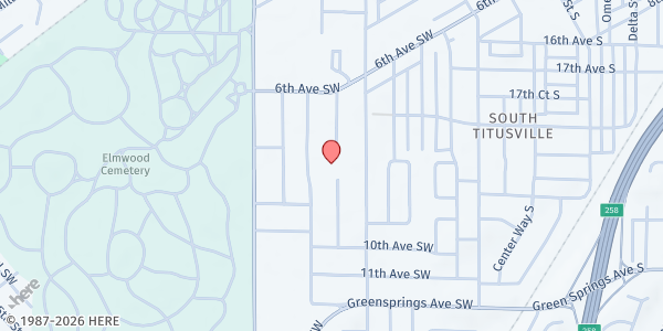 Map showing New Pilgrim Baptist Church at 708 Goldwire Pl. SW, Birmingham, AL