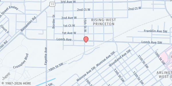 Map showing Paul Mitchell Ministries at 1425 Lomb Ave., Birmingham, AL