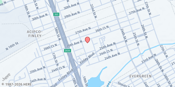 Map showing Salvation Army City Command at 2015 26th Ave N, Birmingham, AL