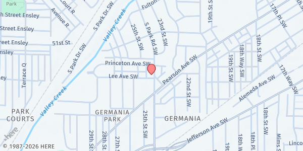 Map showing South Park SDA Church at 414 S. Park Rd SW., Birmingham, AL