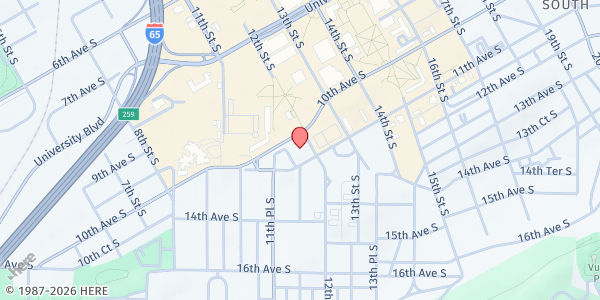 Map showing St. Andrew's Episcopal Church at 1024 12th St. S., Birmingham, AL