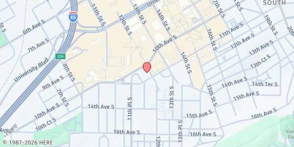 Map showing St. Andrew's Episcopal Church at 1024 12th St. S., Birmingham, AL