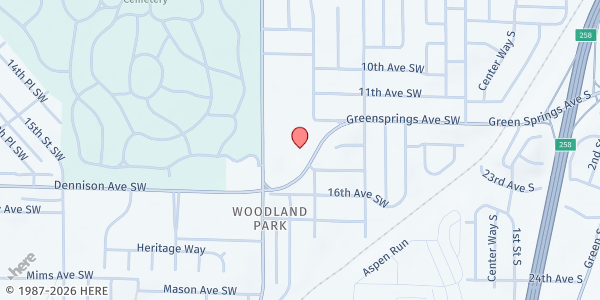 Map showing St. Mark's Episcopal Church at 228 Dennison Ave. SW, Birmingham, AL