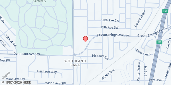 Map showing St. Mark's Episcopal Church at 228 Dennison Ave. SW, Birmingham, AL