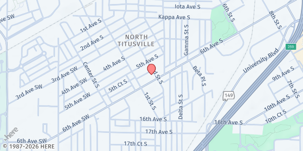 Map showing St. Paul Lutheran Church at 132 6th Ave. S., Birmingham, AL