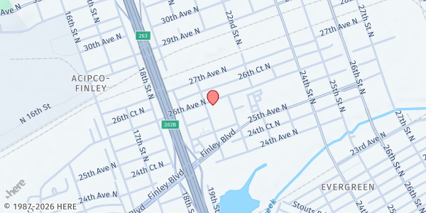 Map showing The Salvation Army - Birmingham Center of Hope at 2015 26th Ave. N., Birmingham, AL