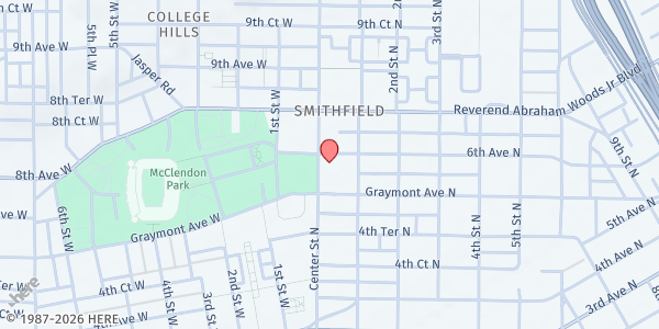 Map showing Thirgood Memorial CME Church at 517 Center St., Birmingham, AL