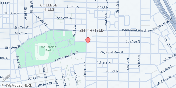 Map showing Thirgood Memorial CME Church at 517 Center St., Birmingham, AL