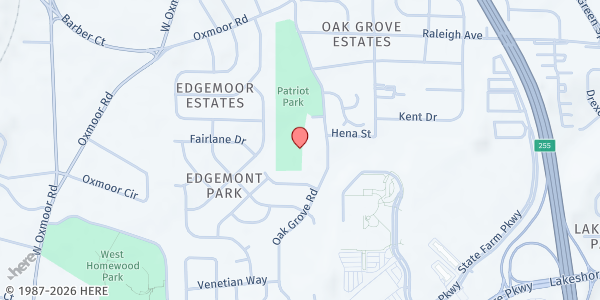 Map showing Trinity United Methodist Church - Outreach Hub at 914 Oak Grove Rd., Birmingham, AL