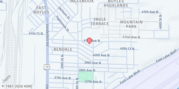 Map showing True Vine Evangelical Church at 4030 40th Terrace N., Birmingham, AL