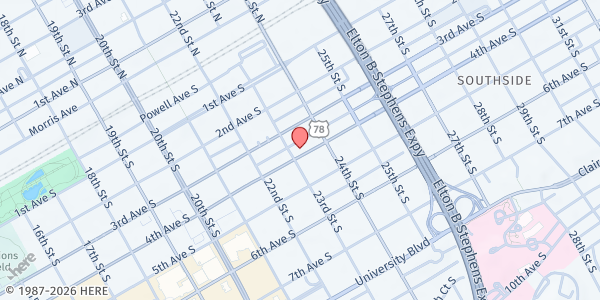 Map showing Twenty-Third Street Missionary Baptist Church at 331 23rd St. S., Birmingham, AL