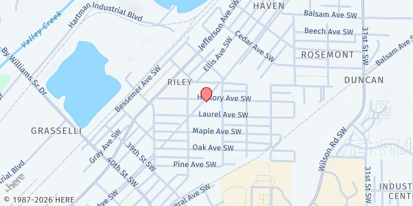 Map showing United Community Center at 3617 Hickory Ave. SW., Birmingham, AL
