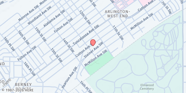 Map showing Urban Ministry, Inc. at 1229 Cotton Ave. SW., Birmingham, AL