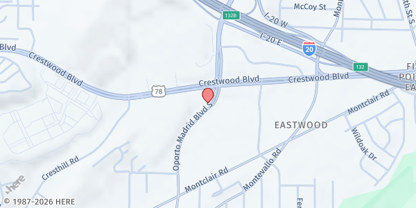 Map showing Word of Faith/Project Noah at 5326 South Oporto-Madrid Blvd, Birmingham, AL