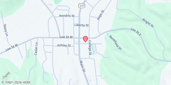 Map showing Blountsville United Methodist Church at 85 Church Street, Blountsville, AL