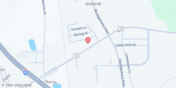 Map showing Hope Mountain Church at 11215 Co. Rd. 22, Calera, AL