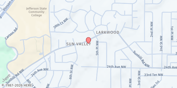 Map showing Center Point Library at 533 Sunhill Rd. NW, Center Point, AL