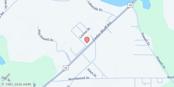 Map showing Clearview Worship Center at 901 Cedar Bluff Rd., Centre, AL