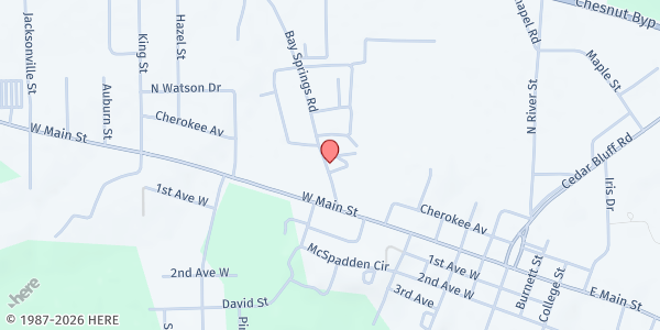 Map showing Shiloh Baptist Church Mobile Pantry at 120 Bay Springs Rd, Centre, AL
