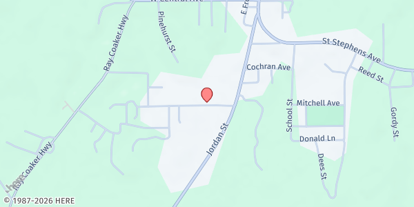 Map showing Lilly Grove Baptist Church at 98 Martin Luther King Avenue, Chatom, AL