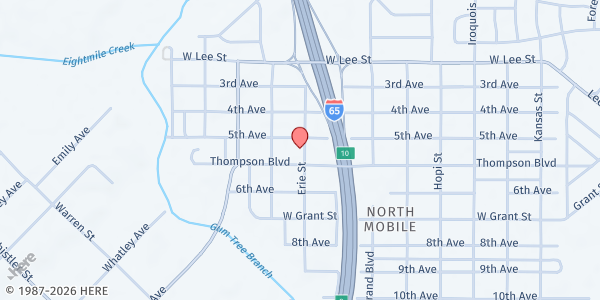 Map showing Agape Life Gardens at 411 Erie St., Chickasaw, AL