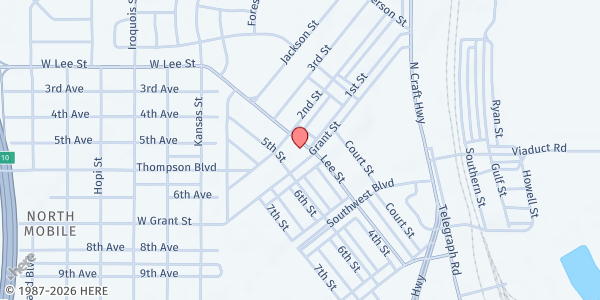 Map showing Chickasaw Methodist Church - Mike's Pantry at 108 Lee St., Chickasaw, AL