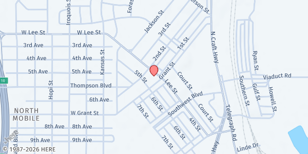 Map showing Chickasaw United Methodist Church - Mike's Pantry at 108 Lee St., Chickasaw, AL