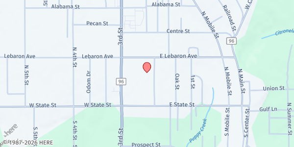 Map showing Citronelle High School at 8200 Lebaron Ave, Citronelle, AL