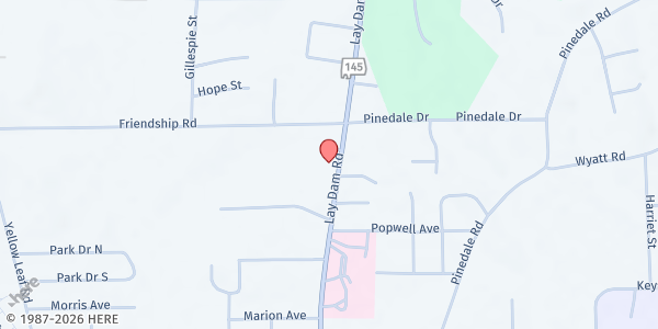 Map showing Chilton Bread of Life Food Pantry at 1111 Lay Dam Rd., Clanton, AL