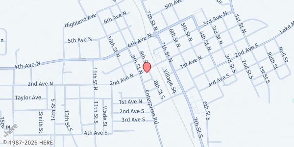 Map showing Through the Grace of God Ministries at 75 8th St. S., Clanton, AL