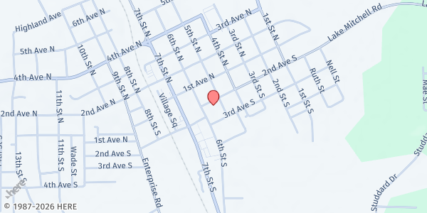 Map showing Trinity Episcopal Church at 503 2nd Ave. S., Clanton, AL