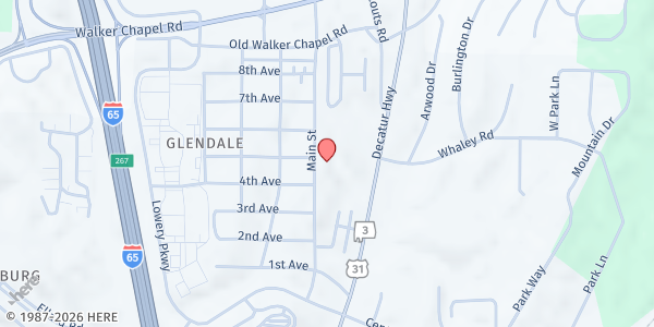 Map showing Fultondale First Baptist Church at 1419 Stouts Rd., Coalburg, AL