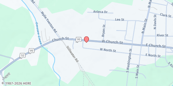 Map showing First Missionary Baptist Church of Columbia at 311 W. Church St., Columbia, AL