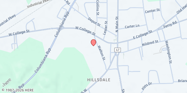 Map showing Shelby Baptist Association at 205 Walton Street, Columbiana, AL