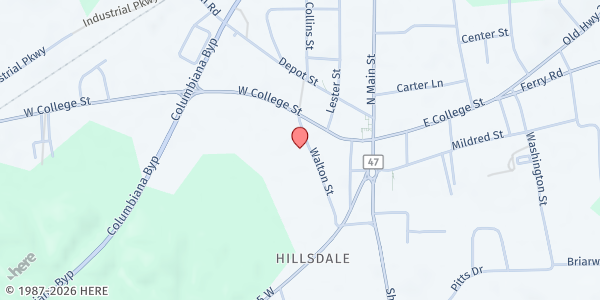 Map showing Shelby Baptist Association at 205 Walton St., Columbiana, AL