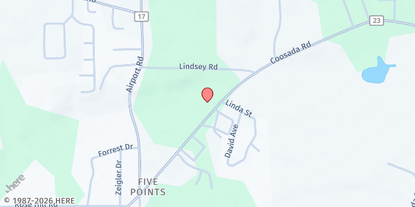 Map showing Jackson Chapel AME Zion Church at 4885 Coosada Rd., Coosada, AL