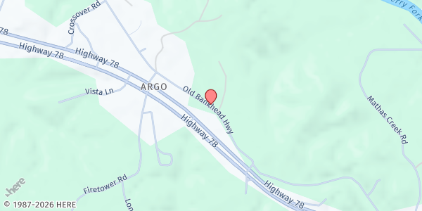 Map showing Argo First Baptist Church at 1705 Old Bankhead Hwy, Cordova, AL