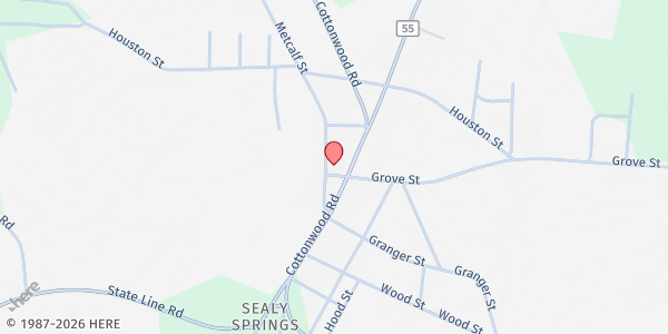 Map showing Cottonwood Community Church at 1331 Metcalf St., Cottonwood, AL