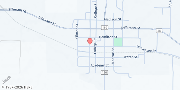 Map showing Foster Outreach Ministries at 407 Tennessee St., Courtland, AL