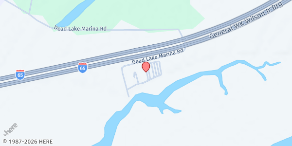 Map showing St. Andrew's Chapel at 2350 Dead Lake Marina Rd., Creola, AL