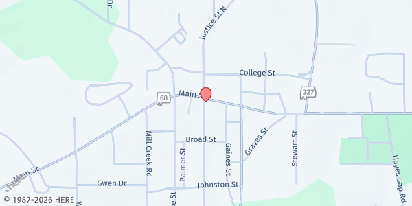 Map showing Crossville Community Church at 14575 AL-68, Crossville, AL