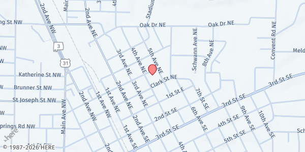 Map showing Cullman Caring For Kids at 402 Arnold St. NE # W1, Cullman, AL