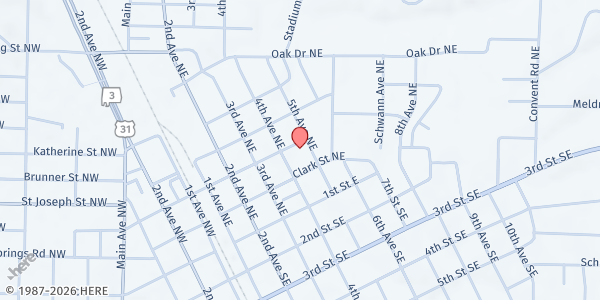 Map showing Cullman Caring For Kids at 402 Arnold Street NE, Cullman, AL