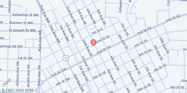 Map showing Sacred Heart Conference - SVDP Cullman at 201 3rd Ave SE, Cullman, AL