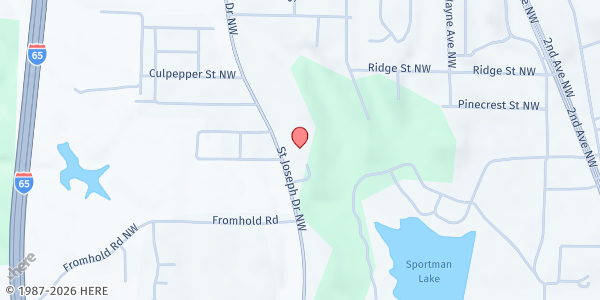 Map showing Spirit Life Church of God at 1650 St Joseph Dr. NW, Cullman, AL